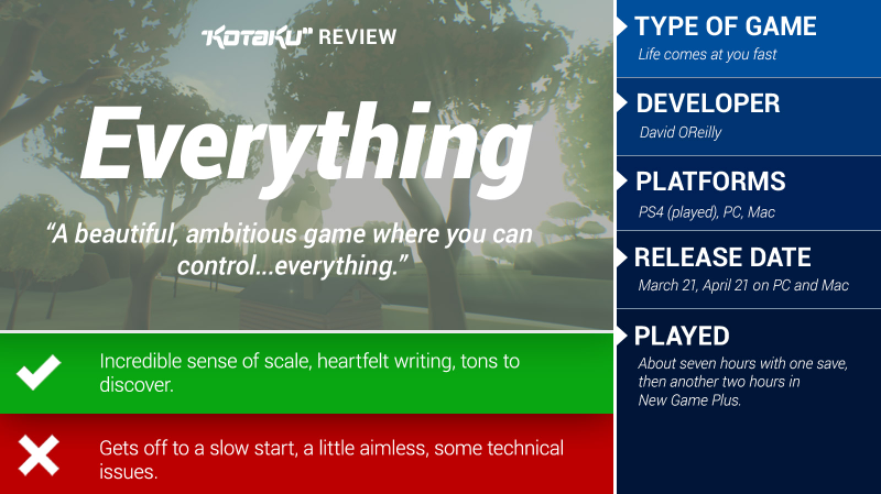 Illustration for article titled Everything: The Kotaku Review